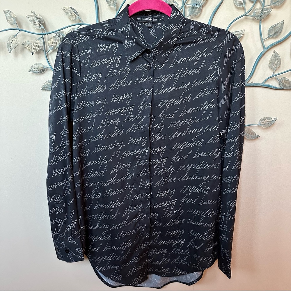 Second Sunday script positive vibes shirt Sz S